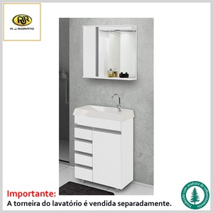 Armário de Banheiro Nápole 59.5cm Mdp 5236 1Porta+4Gavetas Apoiado c/Espelho+Pia